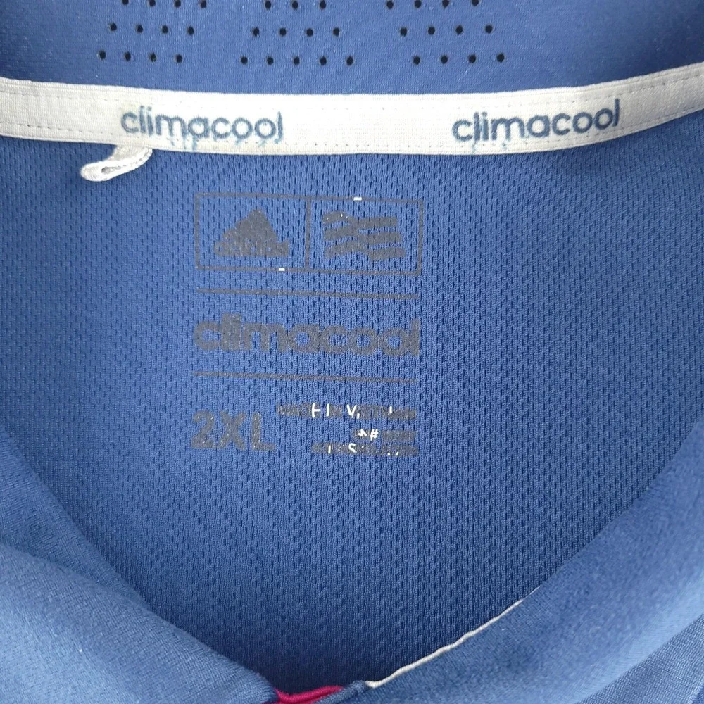 Adidas Golf Polo Shirt Mens 2XL‎ Blue Ombre Stripe Champions Run Climacool Golf